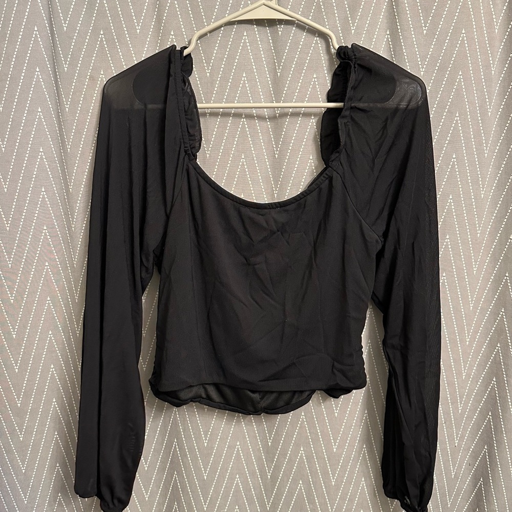 Kirious Ruched Mesh Top - Picture 3 of 4